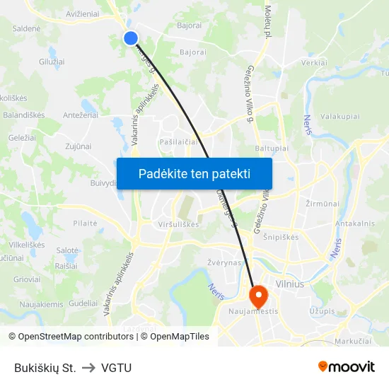 Bukiškių St. to VGTU map