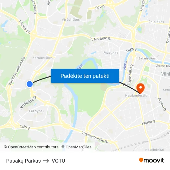 Pasakų Parkas to VGTU map