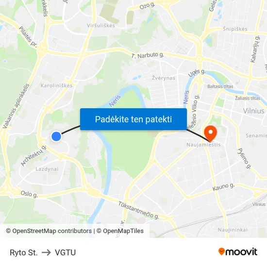 Ryto St. to VGTU map