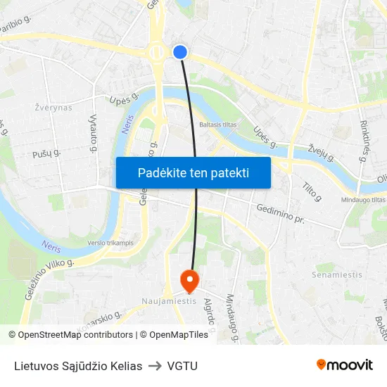 Lietuvos Sąjūdžio Kelias to VGTU map