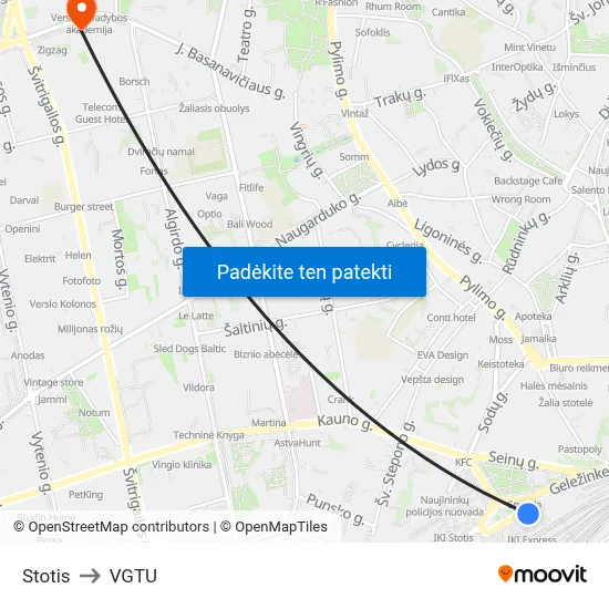 Stotis to VGTU map