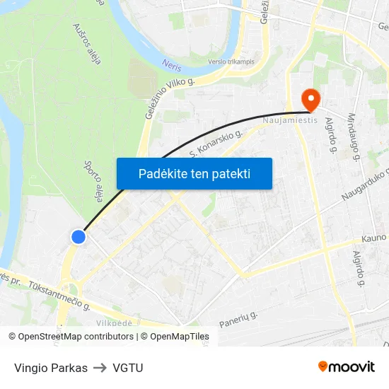 Vingio Parkas to VGTU map