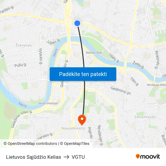 Lietuvos Sąjūdžio Kelias to VGTU map