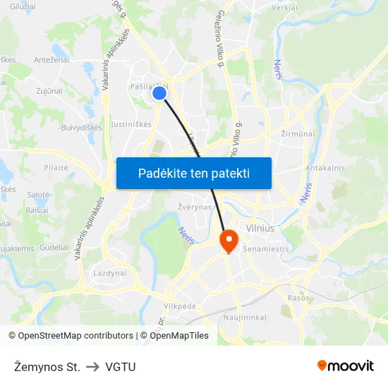 Žemynos St. to VGTU map