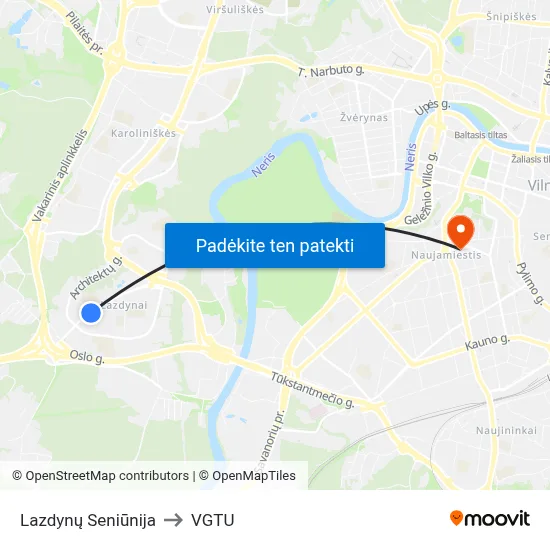 Lazdynų Seniūnija to VGTU map