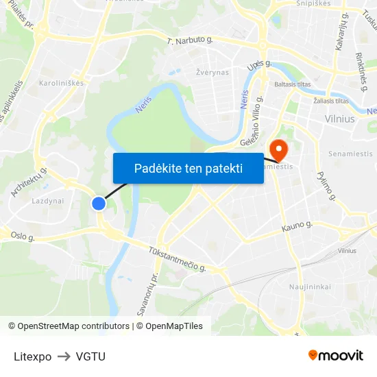 Litexpo to VGTU map