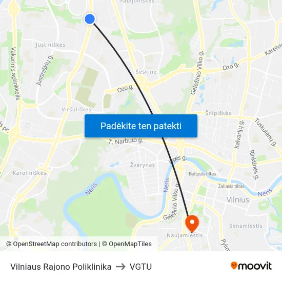 Vilniaus Rajono Poliklinika to VGTU map