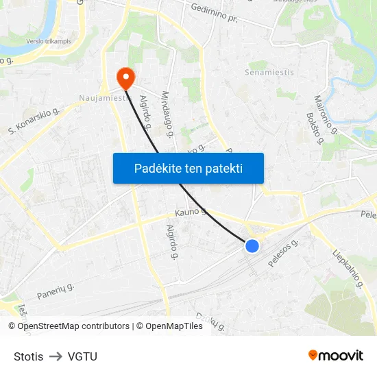 Stotis to VGTU map