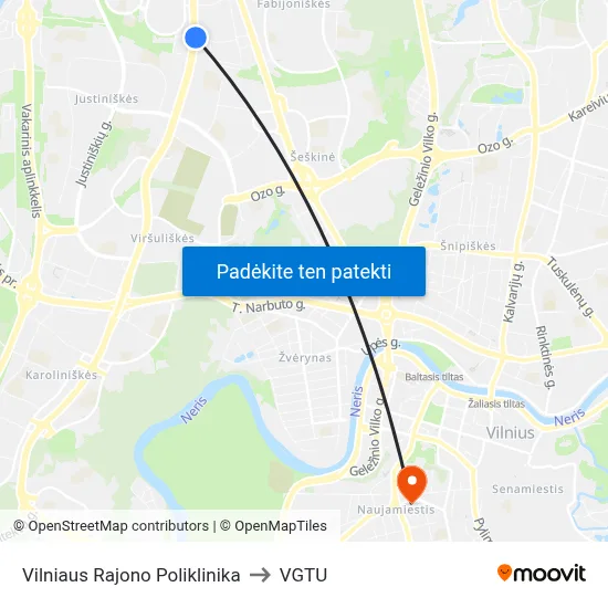 Vilniaus Rajono Poliklinika to VGTU map