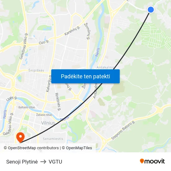 Senoji Plytinė to VGTU map
