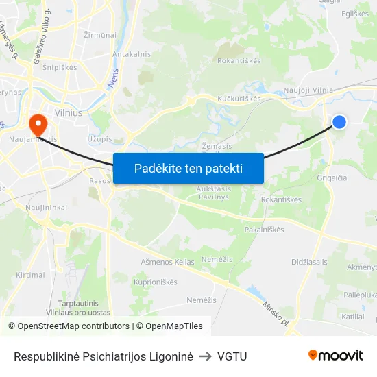 Respublikinė Psichiatrijos Ligoninė to VGTU map