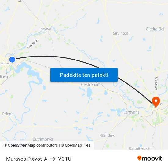 Muravos Pievos A to VGTU map