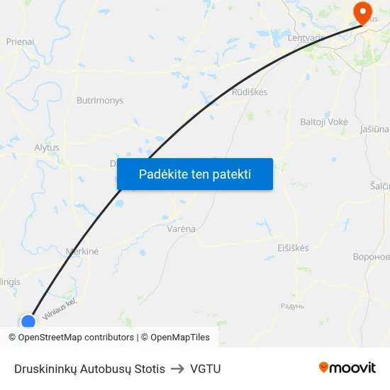 Druskininkų Autobusų Stotis to VGTU map