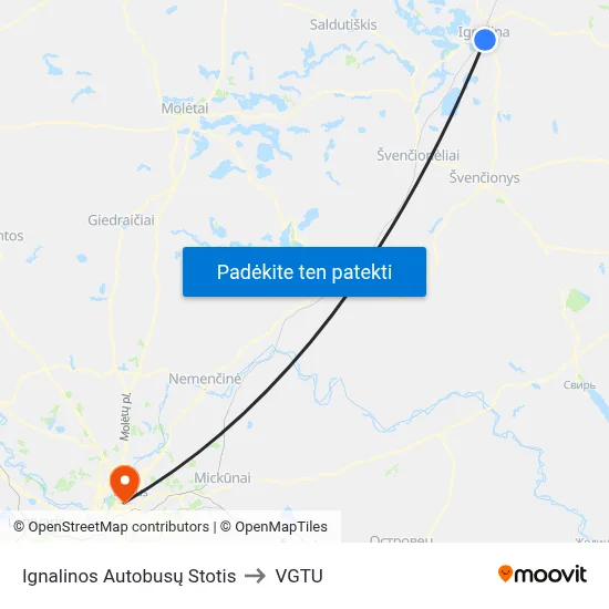 Ignalinos Autobusų Stotis to VGTU map