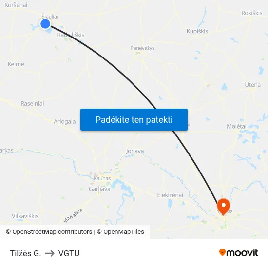 Tilžės G. to VGTU map