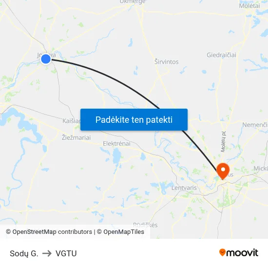 Sodų G. to VGTU map