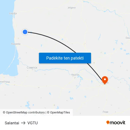 Salantai to VGTU map