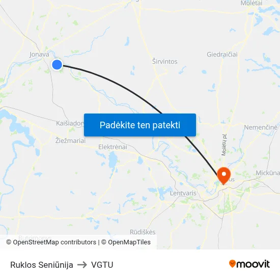 Ruklos Seniūnija to VGTU map