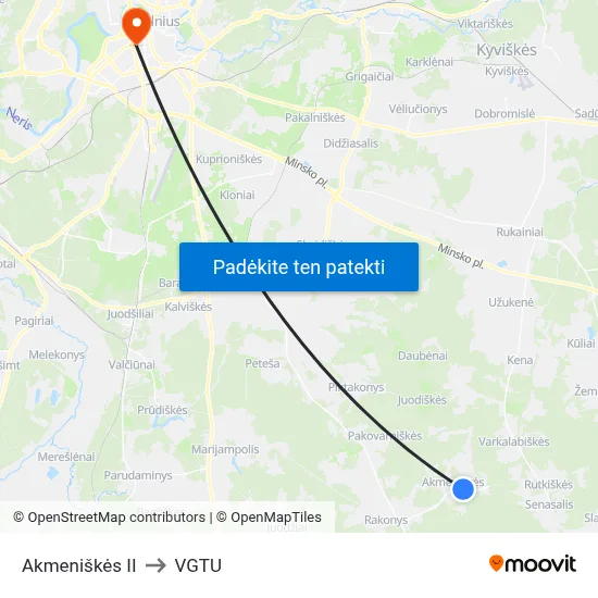 Akmeniškės II to VGTU map