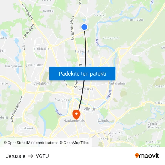 Jeruzalė to VGTU map