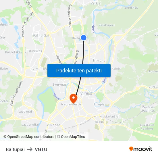 Baltupiai to VGTU map