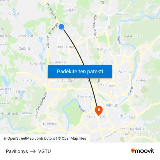 Pavilionys to VGTU map