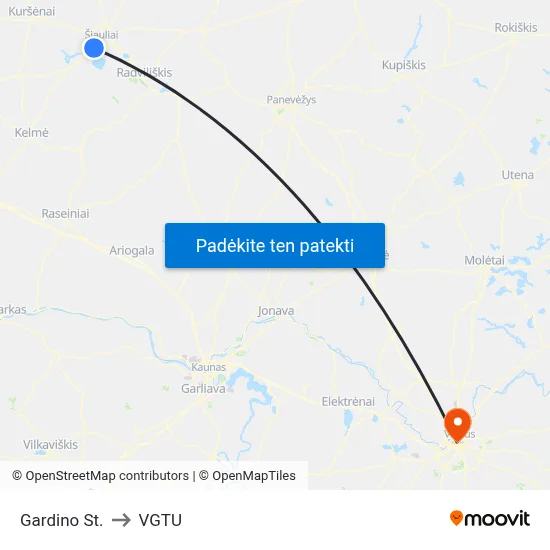 Gardino St. to VGTU map