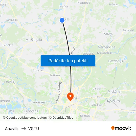 Anavilis to VGTU map