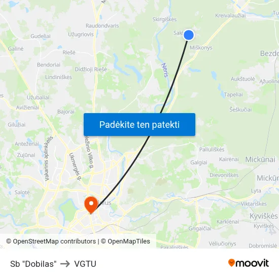 Sb "Dobilas" to VGTU map