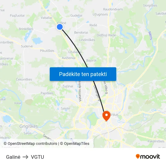 Galinė to VGTU map