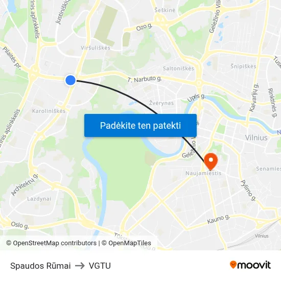 Spaudos Rūmai to VGTU map