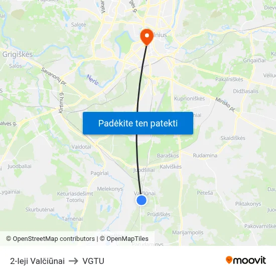 2-Ieji Valčiūnai to VGTU map