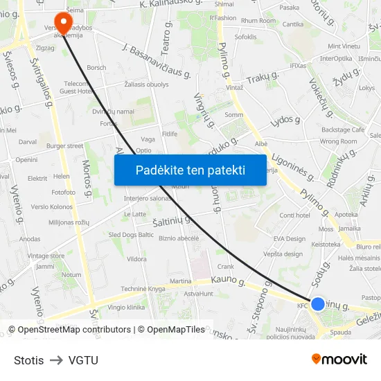Stotis to VGTU map