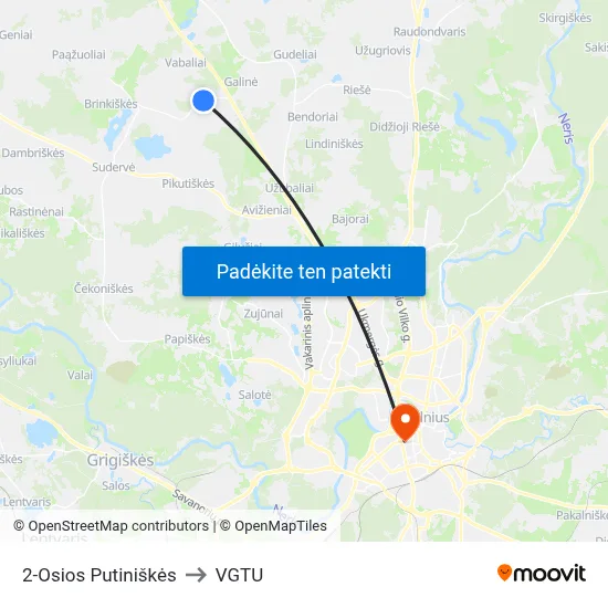 2-Osios Putiniškės to VGTU map