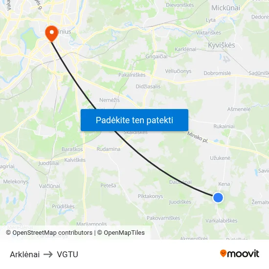 Arklėnai to VGTU map