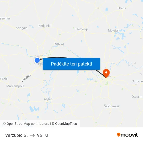 Varžupio G. to VGTU map