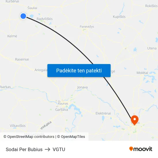 Sodai Per Bubius to VGTU map
