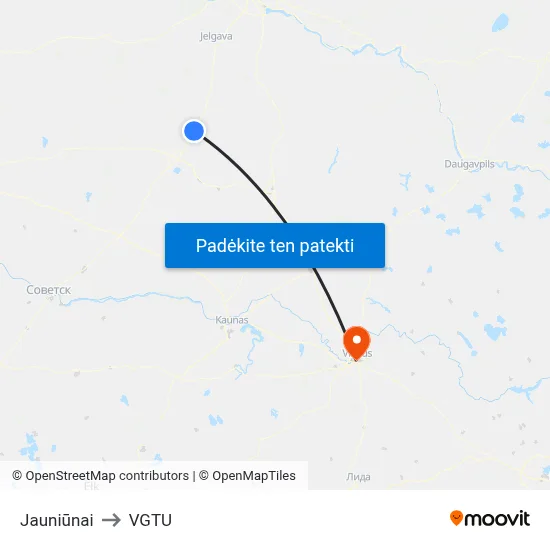 Jauniūnai to VGTU map