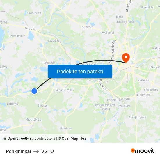 Penkininkai to VGTU map