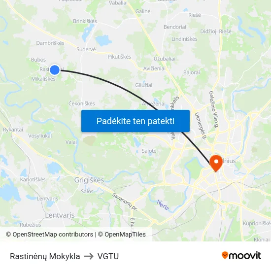 Rastinėnų Mokykla to VGTU map