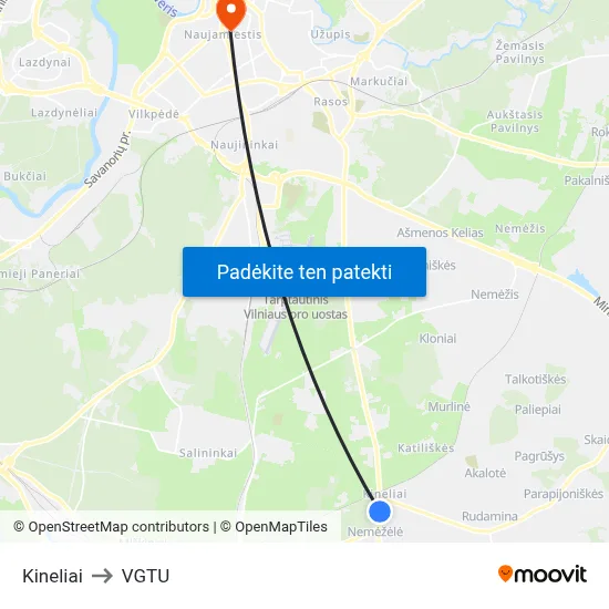 Kineliai to VGTU map