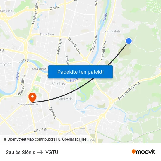 Saulės Slėnis to VGTU map