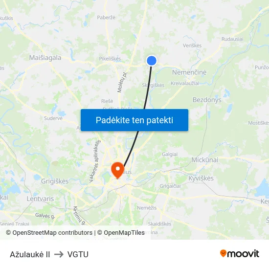 Ažulaukė II to VGTU map