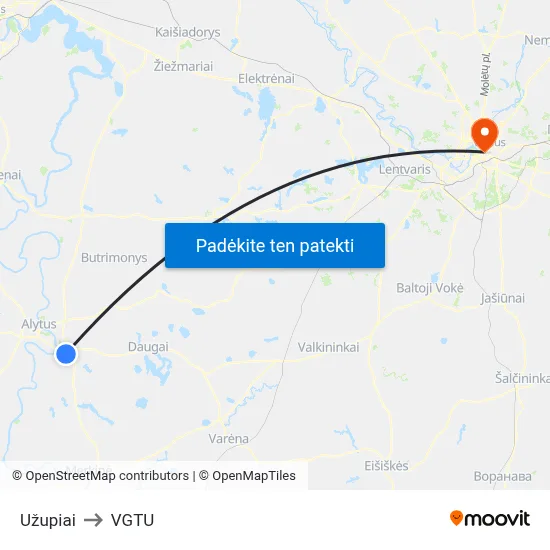 Užupiai to VGTU map