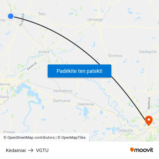 Kėdainiai to VGTU map