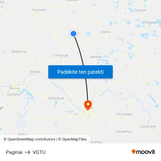 Pagiriai to VGTU map