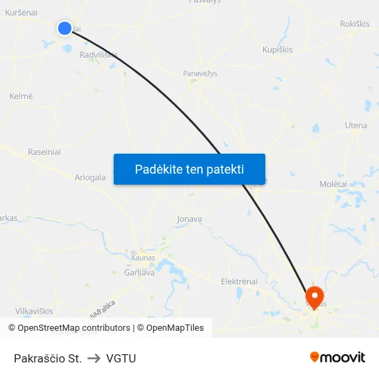 Pakraščio St. to VGTU map