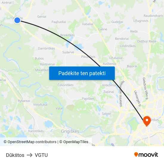 Dūkštos to VGTU map