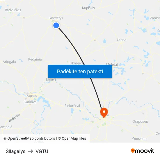 Šilagalys to VGTU map