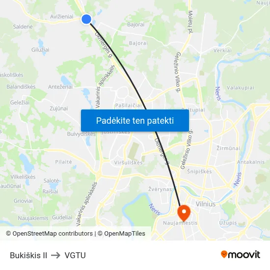 Bukiškis II to VGTU map